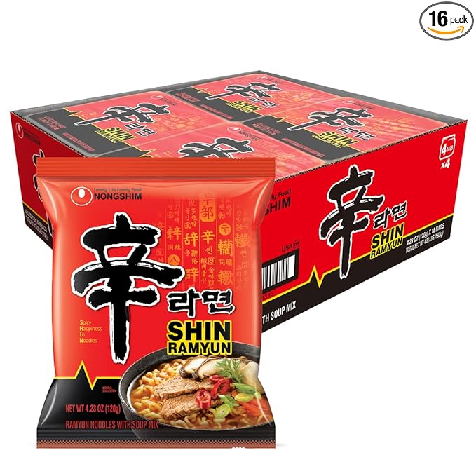 Nongshim Shin Ramyun Spicy Korean Instant Noodles 4.23 oz Packs, 5-Pack