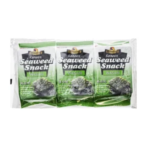 J-Basket Korean Seaweed Snack Wasabi 3P, 0.52 oz, 10 ct Case