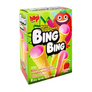 Hapi Bing Cone Snack Strawberry, 2.5 oz, 15 ct Case