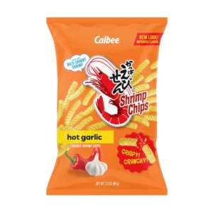 Calbee Shrimp Chips Hot Garlic, 3.3 oz, 12 ct Case