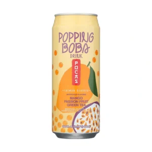 Pocas Popping Boba Mango Passion Fruit Green Tea, 16.5 oz, 24 ct Case