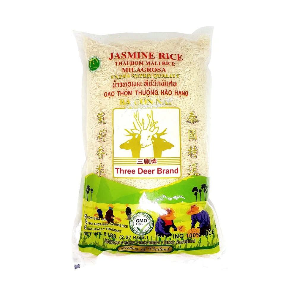 Three Deer 3DEER Jasmine Rice, 5 lb, 10 ct Case