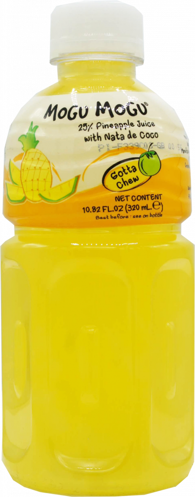 Mogu Mogu Pineapple Drink with nata de coco, 320 ml bottle